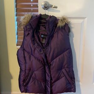Purple fur puffer vest